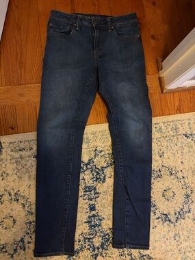 Classic Men's Slim Fit Dark Blue Jeans AE